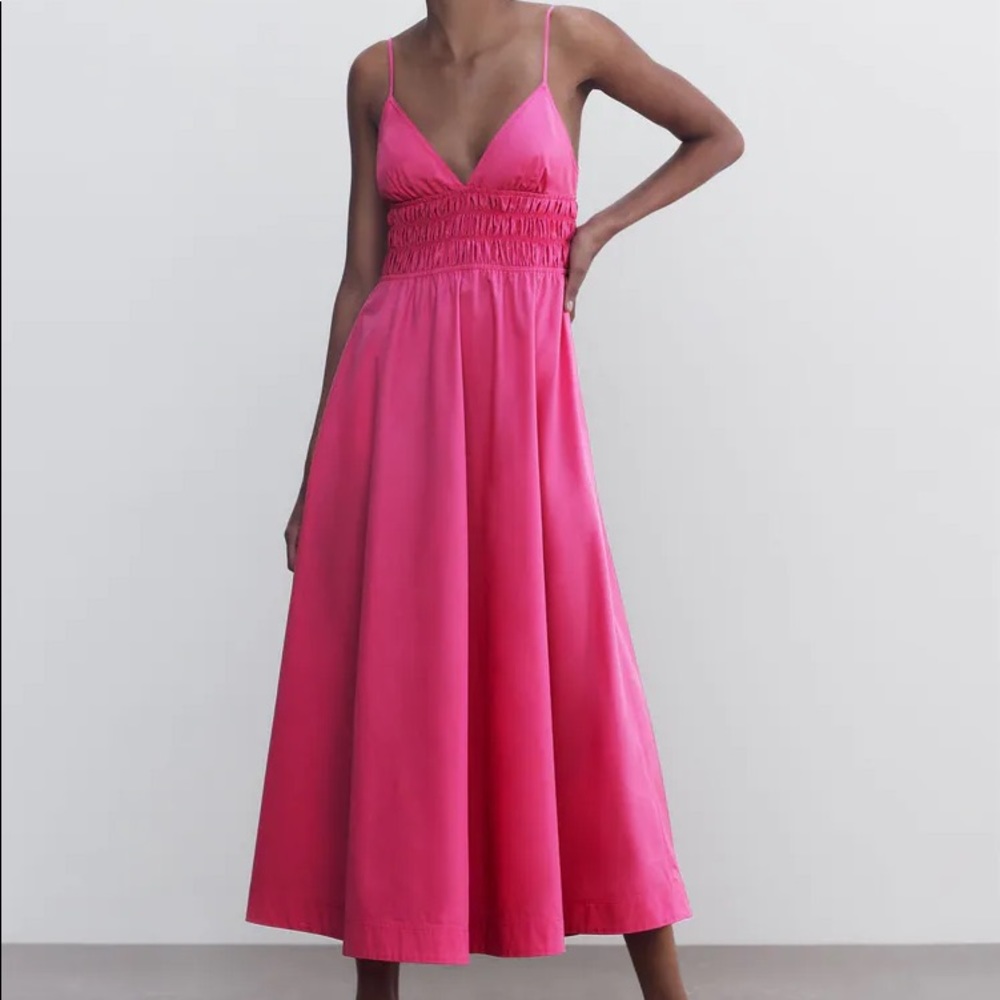 Zara VOLUMINOUS POPLIN DRESS Size L